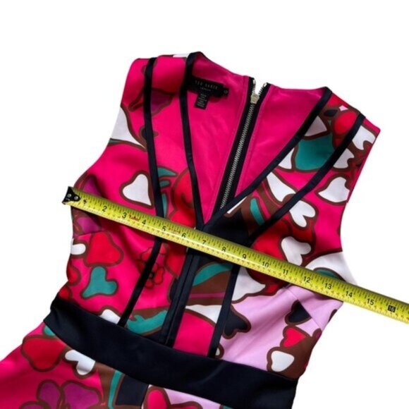 Ted Baker Floral Arilina Pinata Pipe Detail Skater Dress - Picture 6 of 9